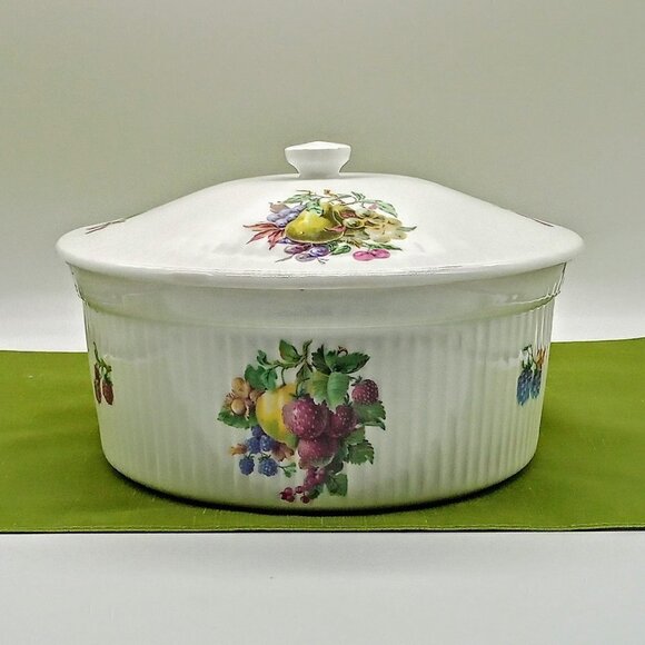 Apilco for Chamart France Porcelain Fruit Covered Souffle Casserole - Picture 1 of 8
